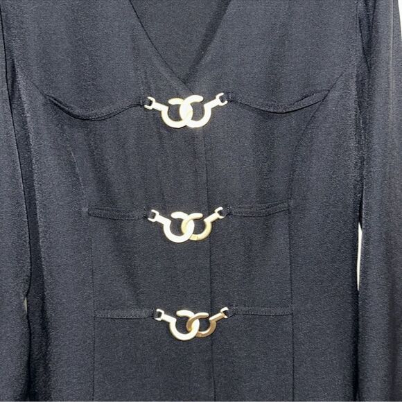 Vintage Treasure M Black Japan Style Gold Tone Locking Latches Jacket - Picture 5 of 11
